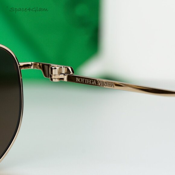 Bottega Veneta Women Sunglasses Gold Dark Brown Split Panthos BV1301S 002 NEW - Picture 8 of 17